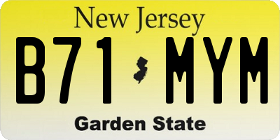 NJ license plate B71MYM