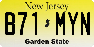 NJ license plate B71MYN