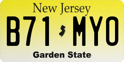 NJ license plate B71MYO