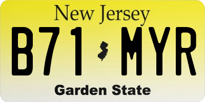 NJ license plate B71MYR