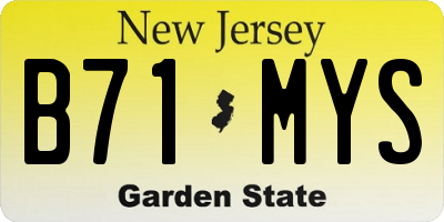 NJ license plate B71MYS