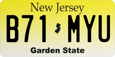 NJ license plate B71MYU