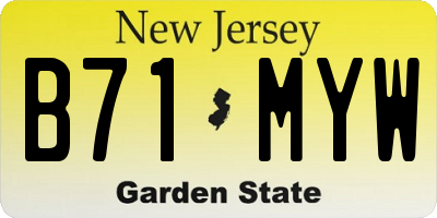 NJ license plate B71MYW