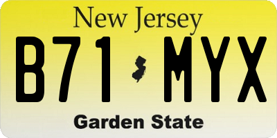 NJ license plate B71MYX