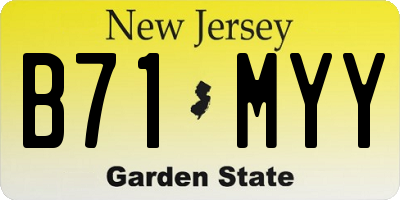 NJ license plate B71MYY