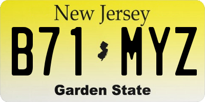 NJ license plate B71MYZ