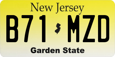 NJ license plate B71MZD