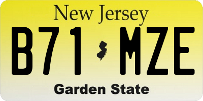 NJ license plate B71MZE