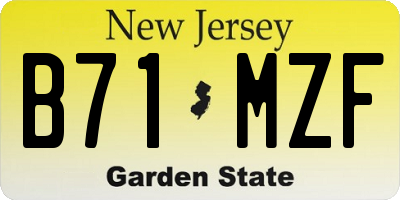 NJ license plate B71MZF