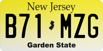 NJ license plate B71MZG