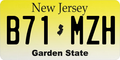 NJ license plate B71MZH