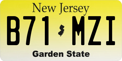 NJ license plate B71MZI
