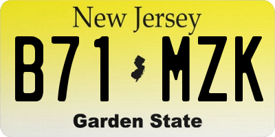 NJ license plate B71MZK