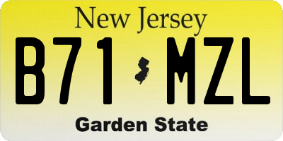 NJ license plate B71MZL