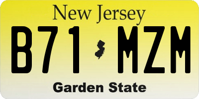 NJ license plate B71MZM
