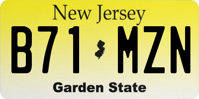 NJ license plate B71MZN