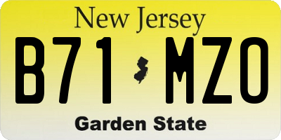 NJ license plate B71MZO