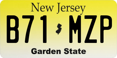 NJ license plate B71MZP