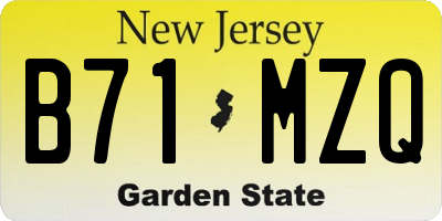 NJ license plate B71MZQ