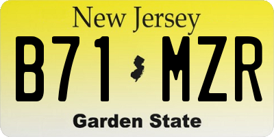 NJ license plate B71MZR