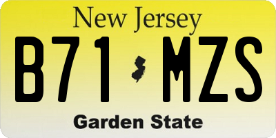 NJ license plate B71MZS