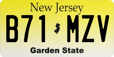 NJ license plate B71MZV