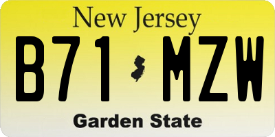 NJ license plate B71MZW