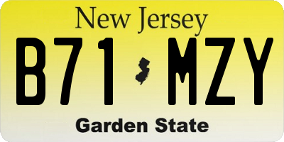 NJ license plate B71MZY