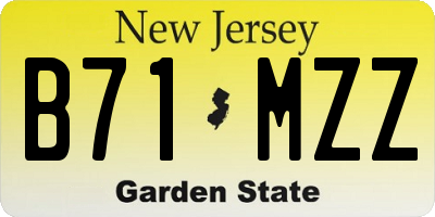 NJ license plate B71MZZ