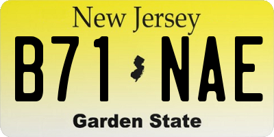 NJ license plate B71NAE
