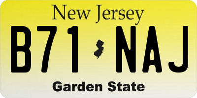 NJ license plate B71NAJ