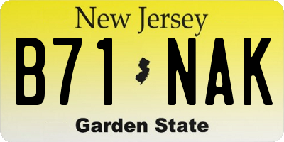 NJ license plate B71NAK