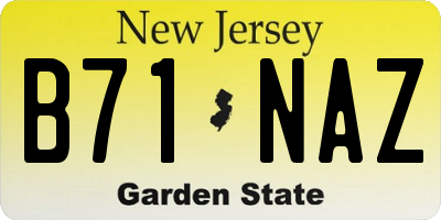 NJ license plate B71NAZ