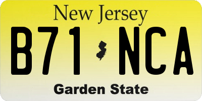 NJ license plate B71NCA