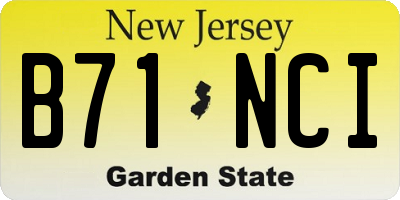 NJ license plate B71NCI