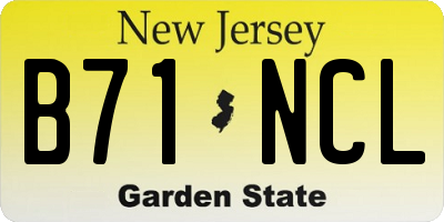 NJ license plate B71NCL