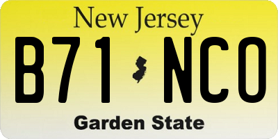 NJ license plate B71NCO