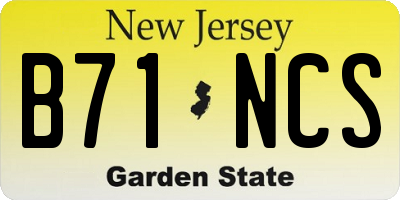 NJ license plate B71NCS