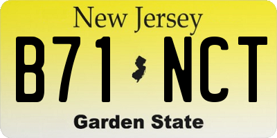 NJ license plate B71NCT