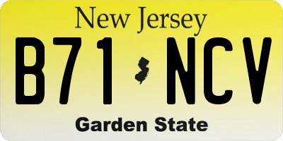 NJ license plate B71NCV