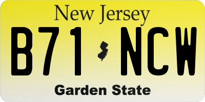NJ license plate B71NCW