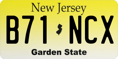 NJ license plate B71NCX