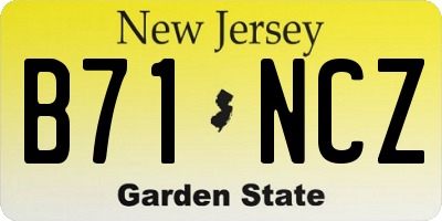 NJ license plate B71NCZ