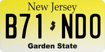 NJ license plate B71NDO