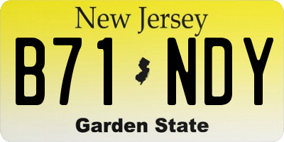 NJ license plate B71NDY