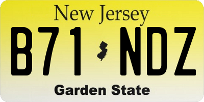 NJ license plate B71NDZ