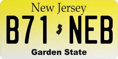 NJ license plate B71NEB