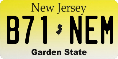 NJ license plate B71NEM