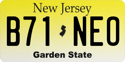 NJ license plate B71NEO