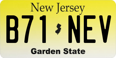 NJ license plate B71NEV